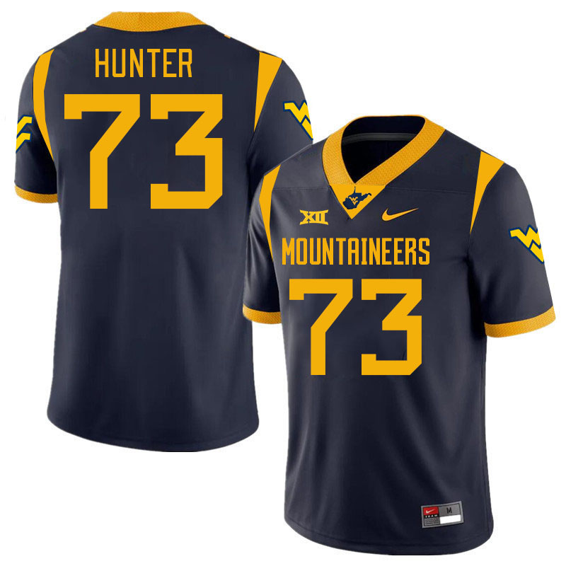 #73 Andreas Hunter West Virginia Mountaineers College 2024 New Uniforms Football Jerseys Stitched Sale-Navy